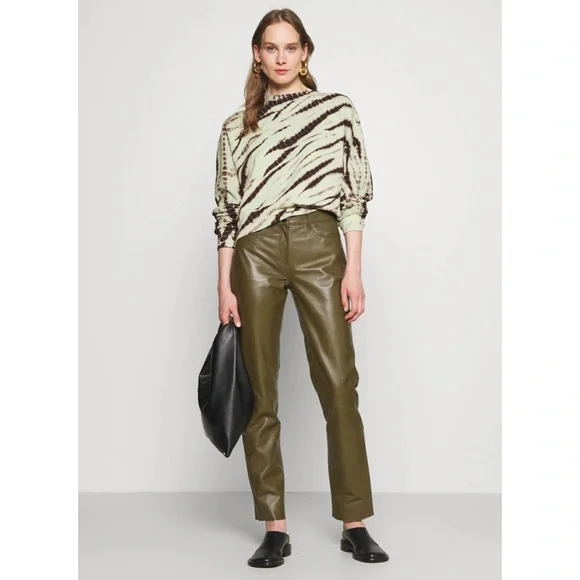 PROENZA SCHOULER • Mint/Brown White Label Modified Raglan Tie Dye Sweatshirt, XS - Picture 3 of 16